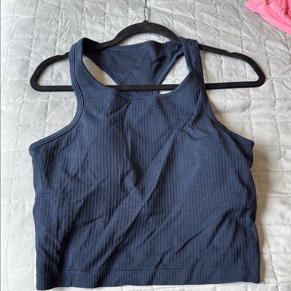 lululemon athletica Navy Blue Ebb to Street Cropped Racerback Tank